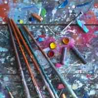 Brushes, Paint Caps and Pastels, Traeger di Pietro Studio, Oak Bluffs 2013 by Alison Shaw