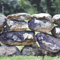 Grey Barn Rock Wall by Heidi Lang