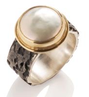 9-22-602 coin pearl grotto ring by Ross Coppelman