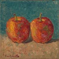Apples on Blue by Eva Cincotta