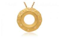 7-8-559 Hammered Gold and Diamond Pendant by Ross Coppelman
