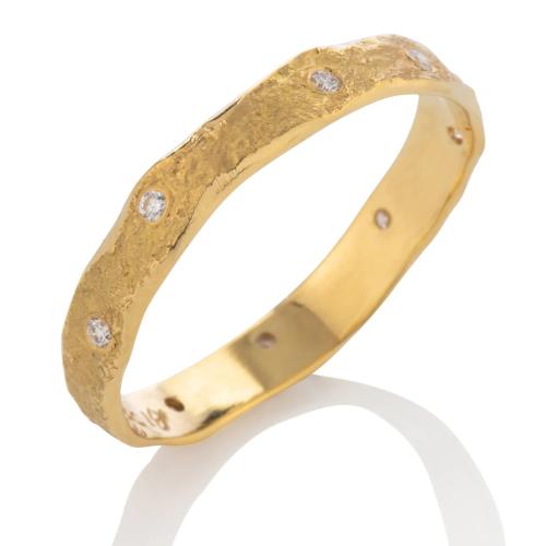 9-8-834 small rockhammered diamond band by Ross Coppelman