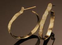 5-8-513 Rockhammered Diamond Hoops by Ross Coppelman