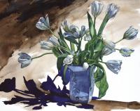 Tulips In Blue Vase by Heidi Lang Parrinello