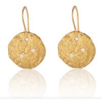 NI 3 Rockhammered Diamond Disc Earrings by Ross Coppelman