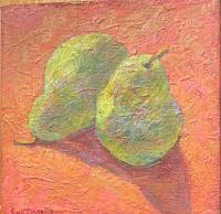 Pears on Red by Eva Cincotta